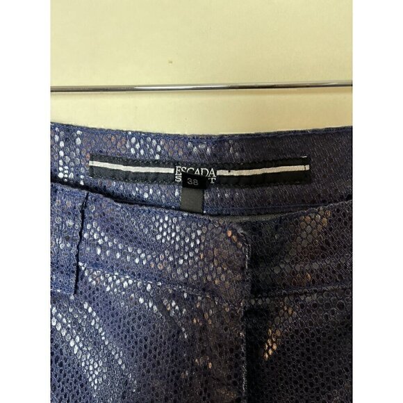 Vintage Y2K Escada Faux Snake Python Blue Bootcut Pants 38 0527 - Picture 7 of 9